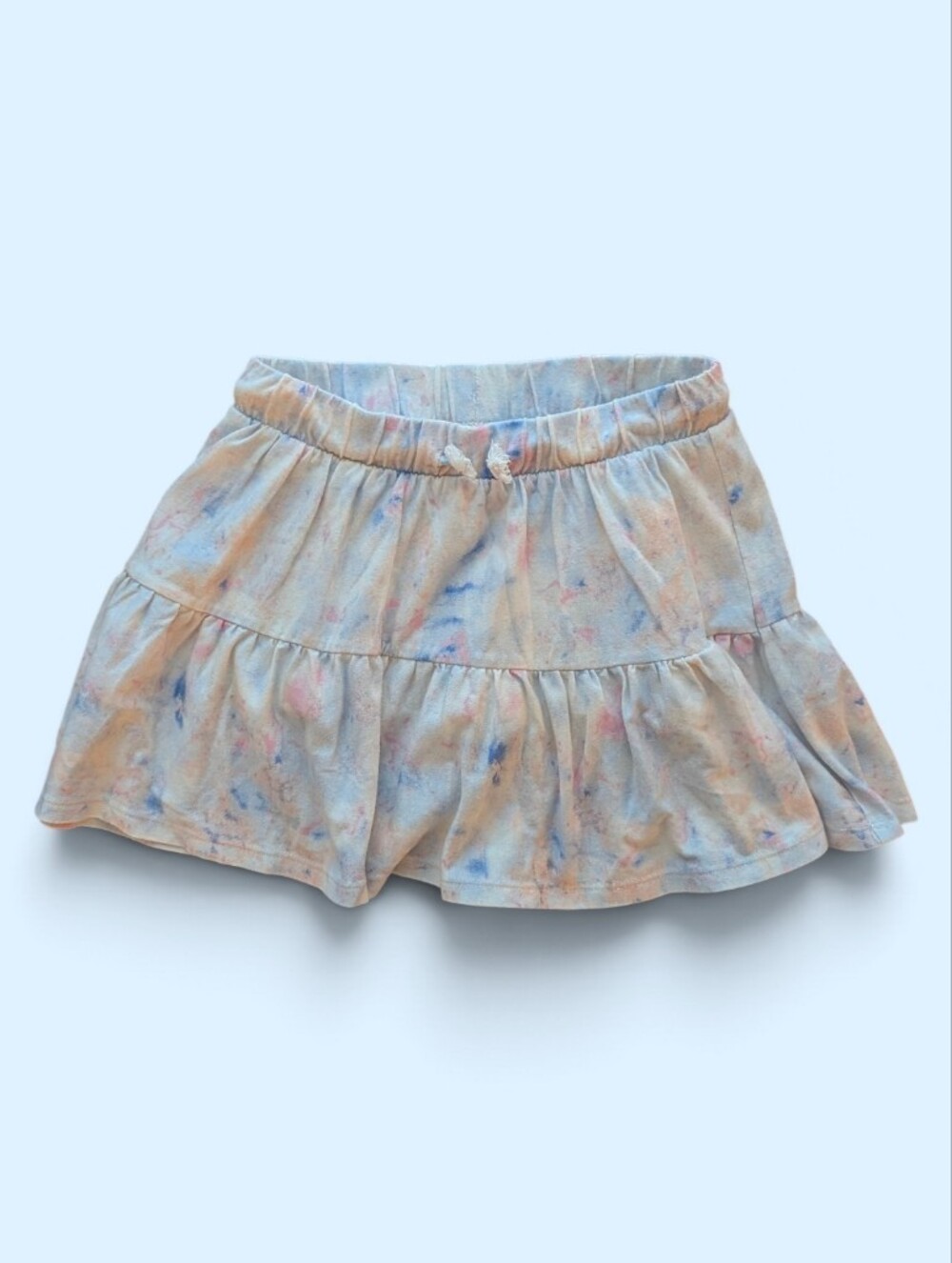 Cat & Jack Girls Pastel Tie-Dye Tiered Skort - Pink & Blue Cotton Size S (6/7)